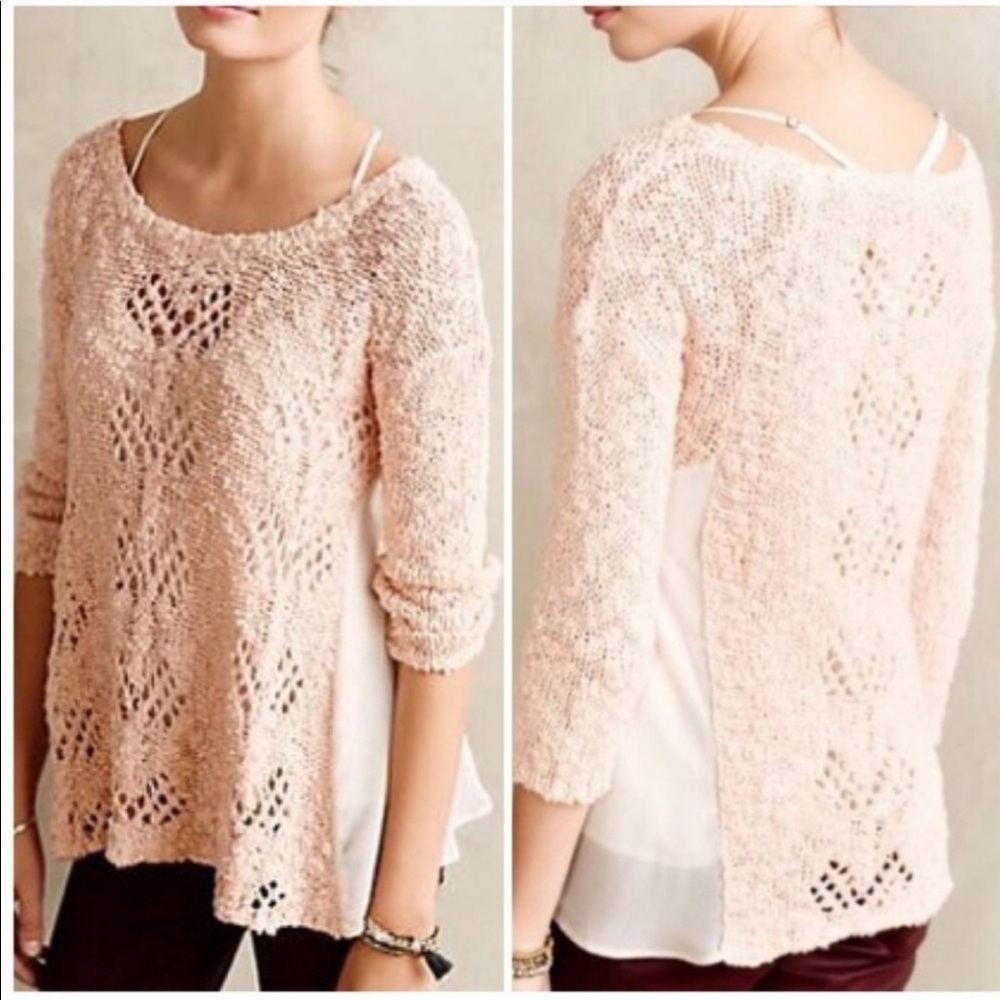 Anthro Knitted and Knotted Open Knit Sweater Small
